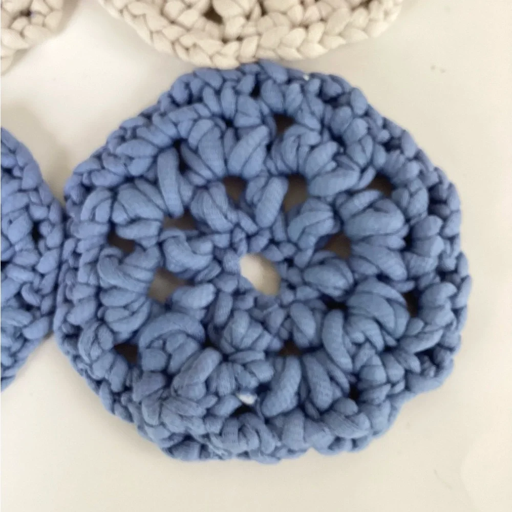 Coasters Set Hand Crafted Denim Blue Cream Bar Cart Essentials Cotton
